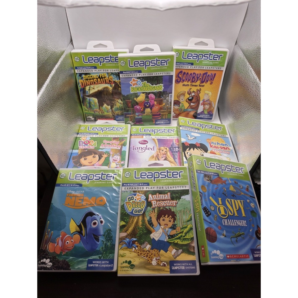 Leapfrog Leapster Learning Game Lot Of 9 Diego Dora Scooby Disney Backyardigans